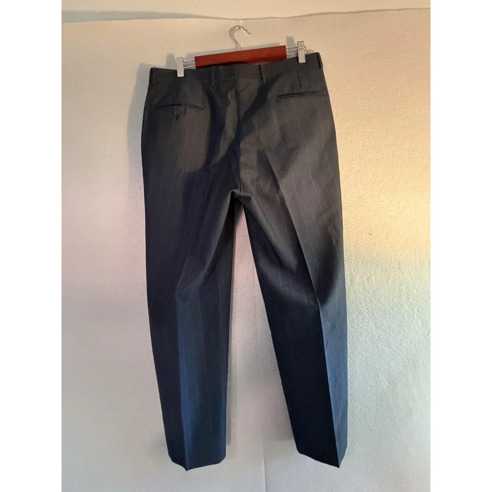 Oscar De La Renta Suit Mens 40 35x30 Gray Wool 2 Piece Jacket Pants Formal